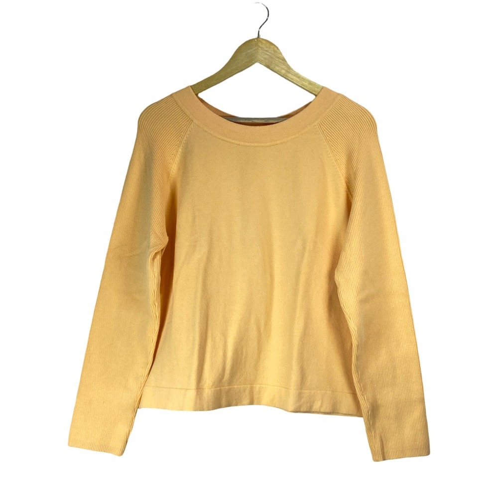 Talbots Womens XL Bright Peach Cotton Blend Ribbed Long Sleeve Sweater EUC